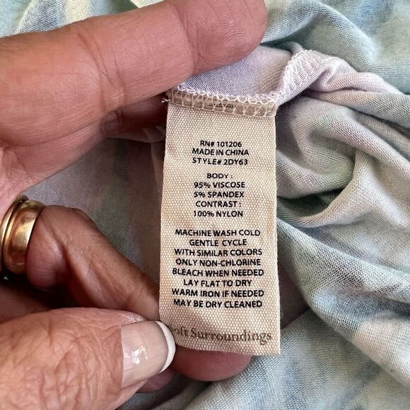 Soft Surroundings Floral Jersey Maxi Dress Womens M Blue Short Sleeve V Neck - Picture 8 of 10